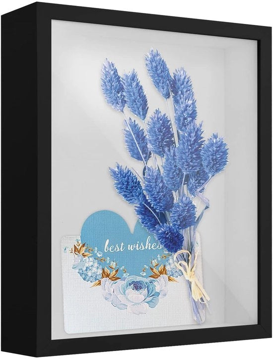 Fotolijst con profondità 22 x 27 cm, cornice per foto 3D, cornice in legno profonda per tavolo da parete, scatola d'ombra 3D, vetrina per medaglia, fiore, souvenir, hobby, nera (5 cm)