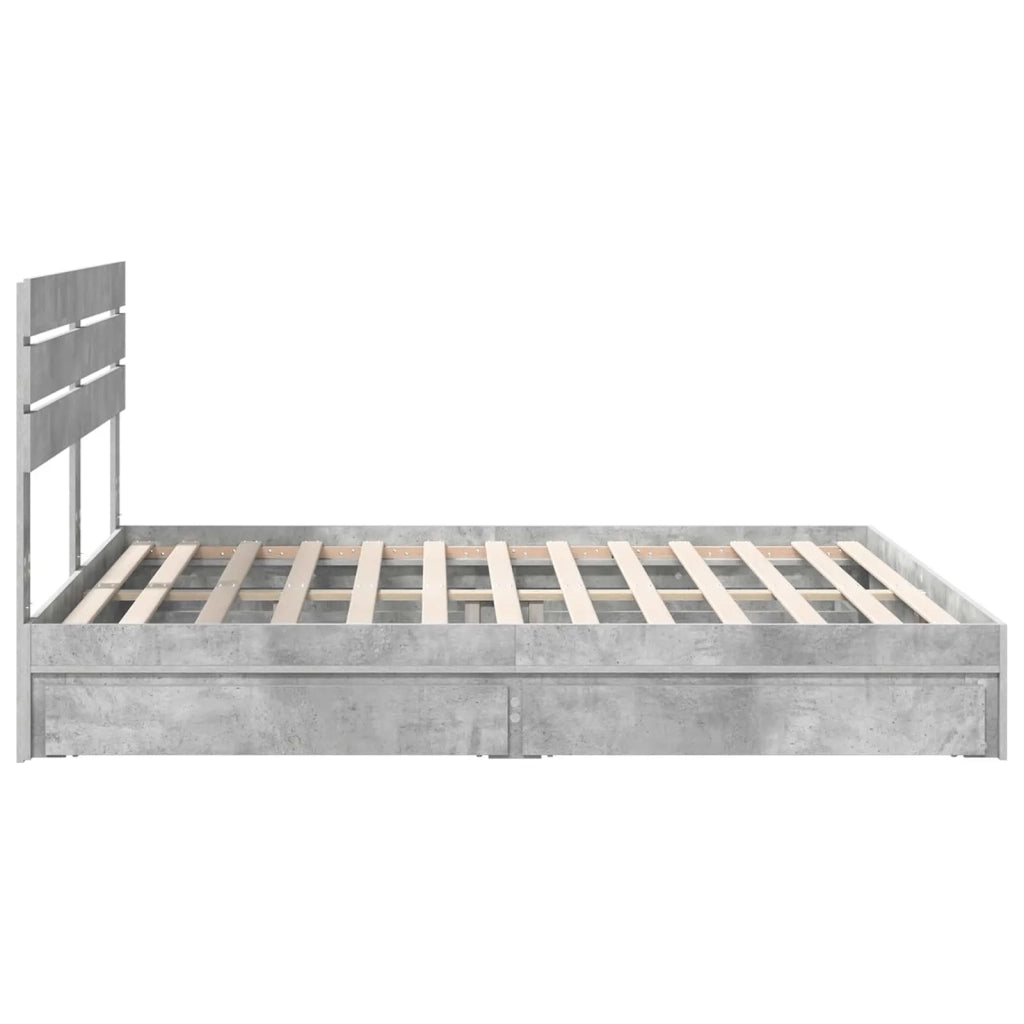 Letto con Contenitore con testiera Grigio cemento 200 x 200 cm