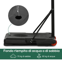 Canestro Basket da Esterno Ruote e Base Riempibile Altezza Regolabile 2,1-2,4 m Giallo