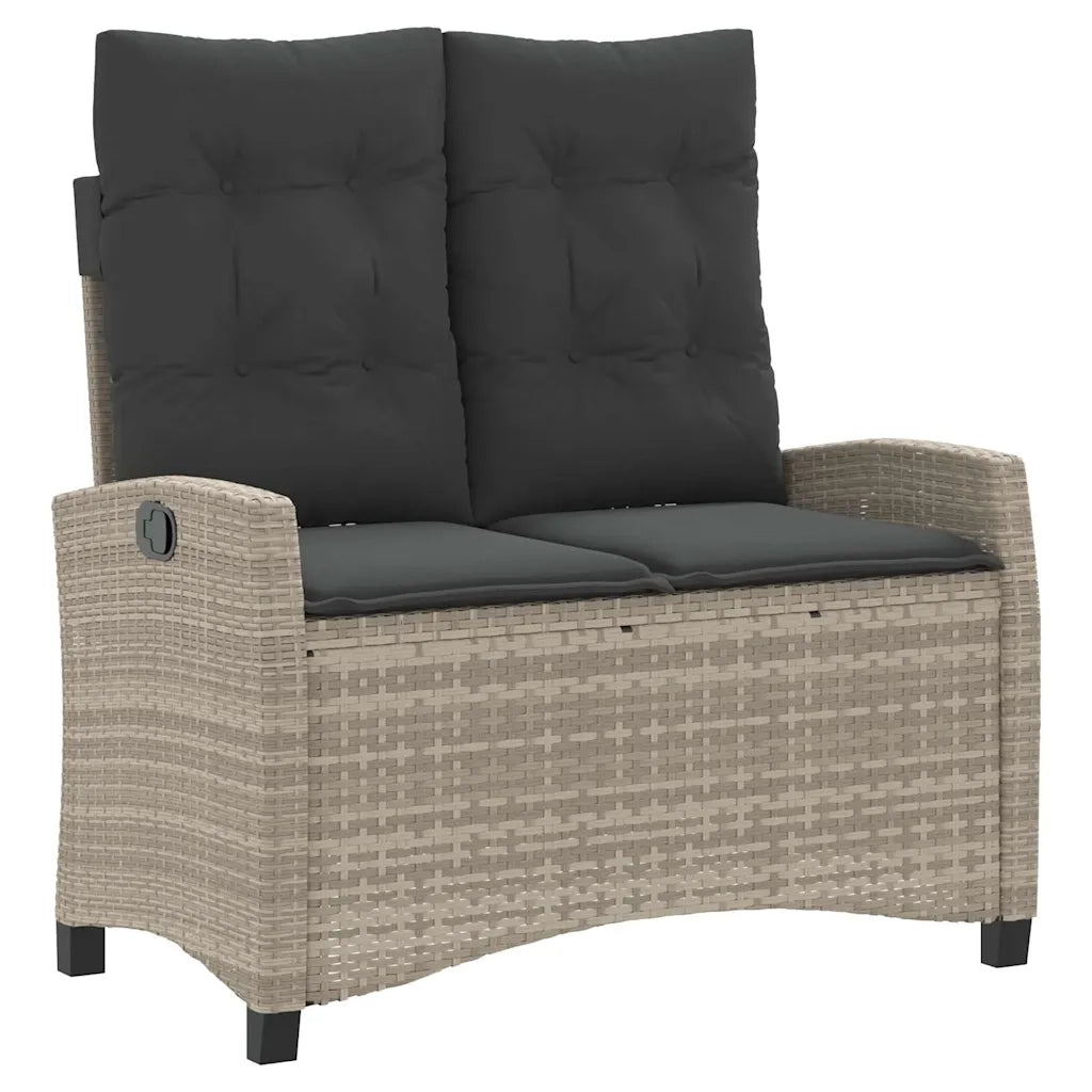Panca Reclinabile Giardino con Cuscini Grigio Chiaro Polyrattan 368231