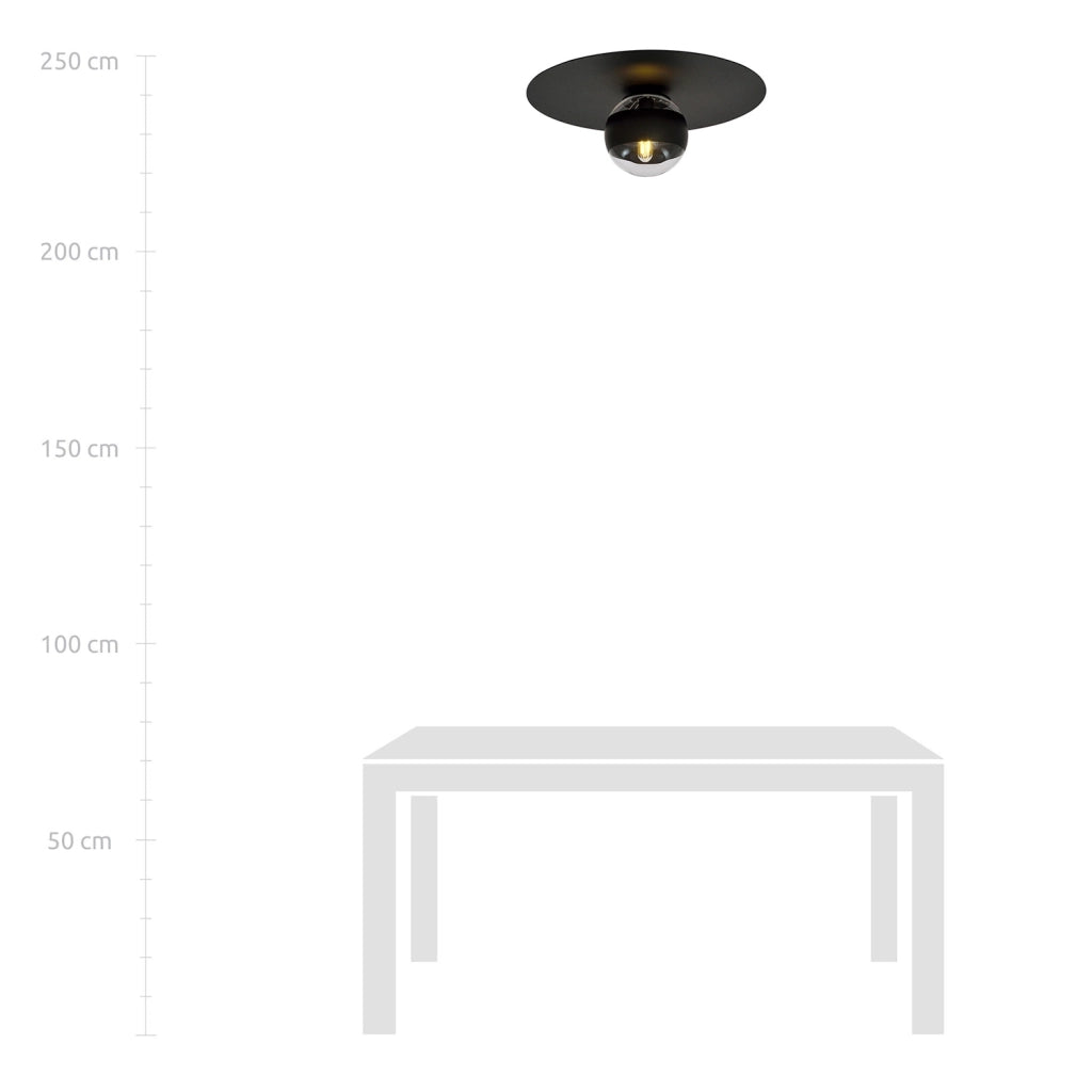 Plafoniera Minimal Mnemosine Acciaio Nero 1 Luce E14 Ip20