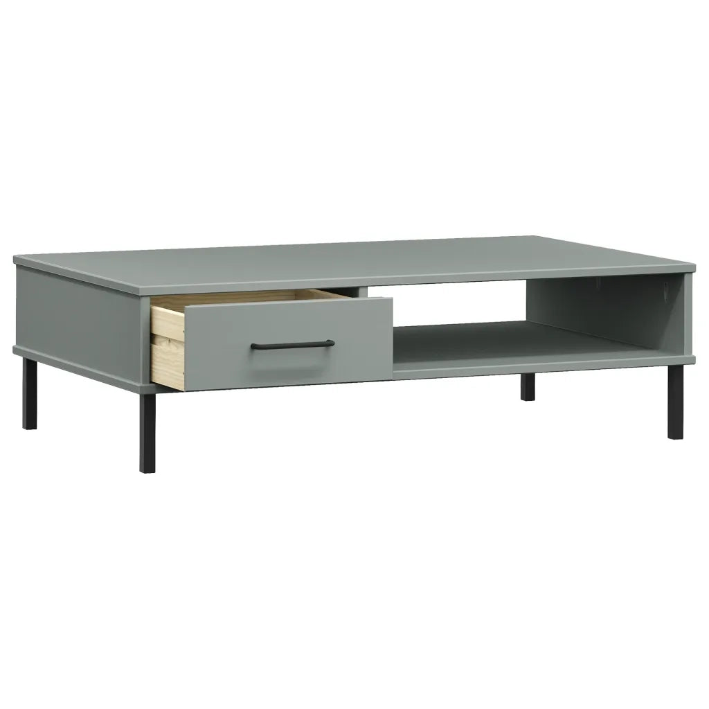 Tavolino Salotto-Tavolino da soggiorno-Tavolo Gambe Metallo Grigio Legno Massello Pino OSLO