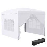 Gazebo 3x3 m Pieghevole e Impermeabile con Pannelli Laterali, in Acciaio e tessuto Oxford, Bianco