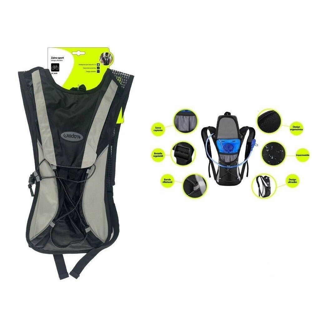 Trade Shop - Zaino Zainetto Design Sottile Ultraslim Per Sport Bici Bicicletta Corsa Xc-2659 -