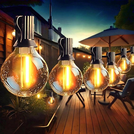Luminarie LED per Esterno con 30+2 Lampadine G40 per Esterno Impermeabili - Adatto per Giardino, Patio, Feste di Natale e Matrimoni