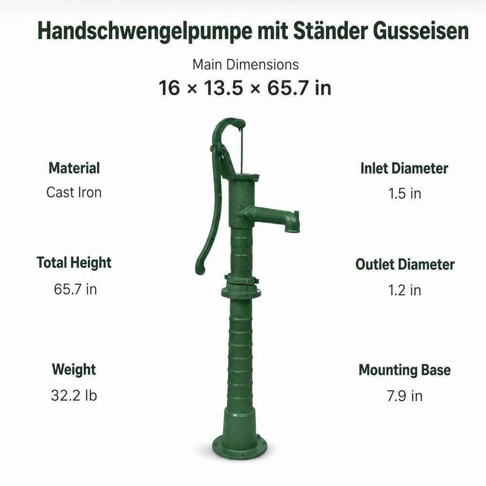 Hand Pump With Stand, Cast Iron