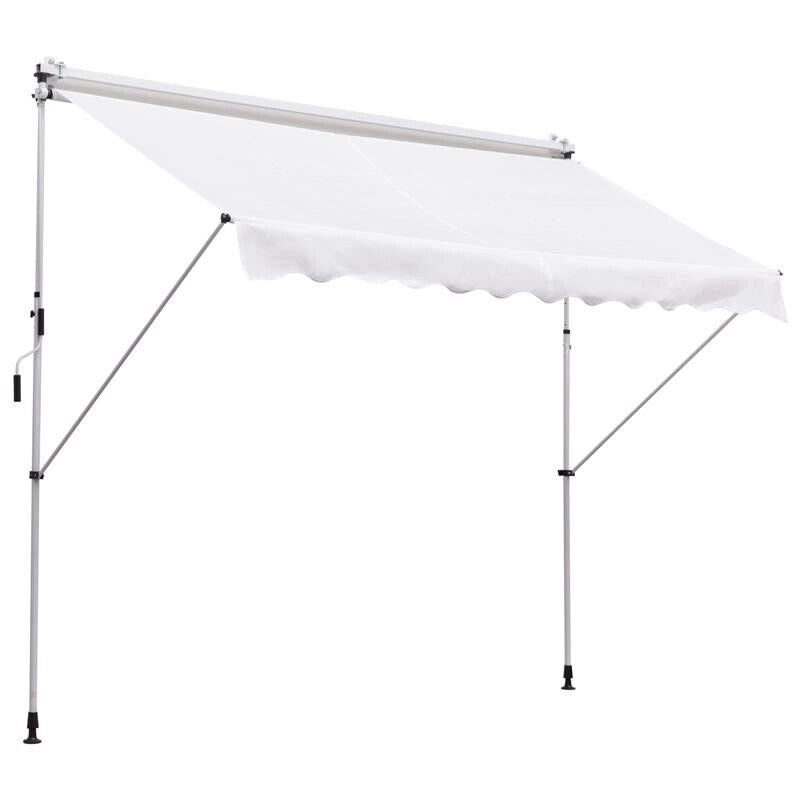 TENDA DA SOLE A MURO CON PALI DI SUPPORTO 300 X 150 CM  BIANCA