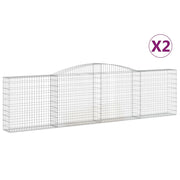 Set di 2 gabbioni ad arco per recinzione gabbia o muro di contenimento 400 x 30 x 100/120 cm ferro zincato argento 02_0041384