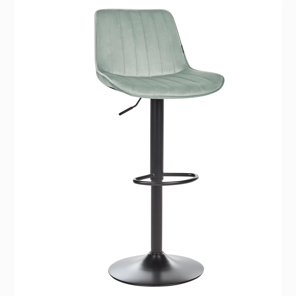 Set di 2 sedie da bar in velluto verde menta gambe in acciaio nero senza braccioli set da pranzo salotto soggiorno moderno