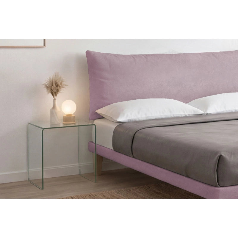 Letto imbottito Letto Matrimoniale alla Francese 140x190 cm Soft - Con rete,Glicine,Microfibra