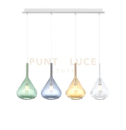 SOSPENSIONE BIANCO 4 LUCI RETTANGOLARE VETRI AM + VE + BL + TR 1177BI-S4 R-MC