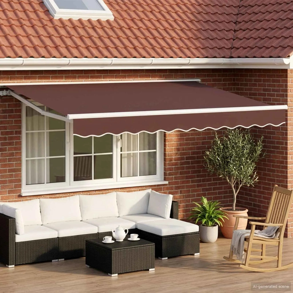 Cornice per Tenda Manuale con LED Marrone e bianco 3 x 2,5 m 3420578