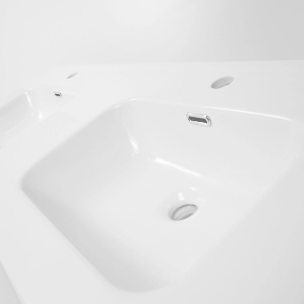 Lavabo ad incasso in ceramica bianco lucido per mobili bagno *** misure 121x46 cm, confezione 1