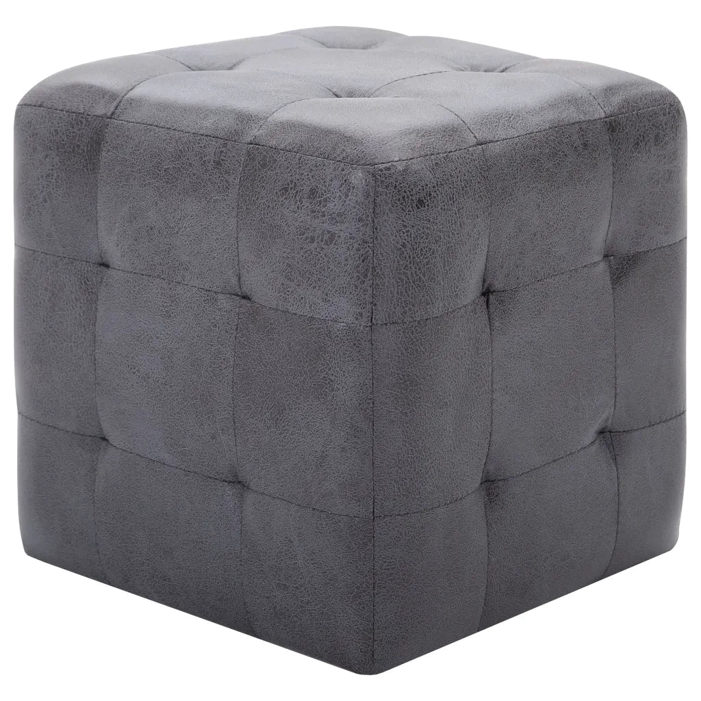 Comodini 2 pz-Set di 2 Tavolino da notte Grigio 30x30x30 cm in Similpelle Scamosciata