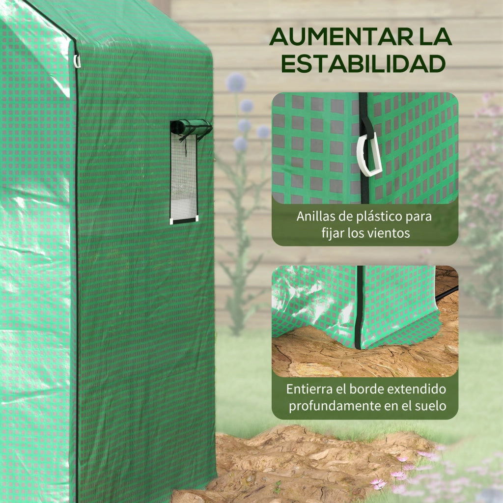 Copertura Serra Sostitutiva con Finestra e Porta ¨C Zephmum ¨C Verde 140x143x190 cm