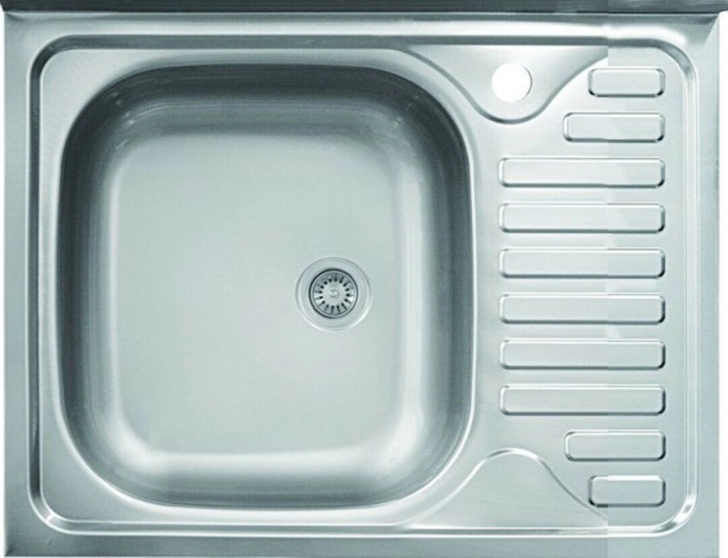 Lavello Inox Con Una Vasca E Gocciolatoio 50X60 + Piletta - Mabel