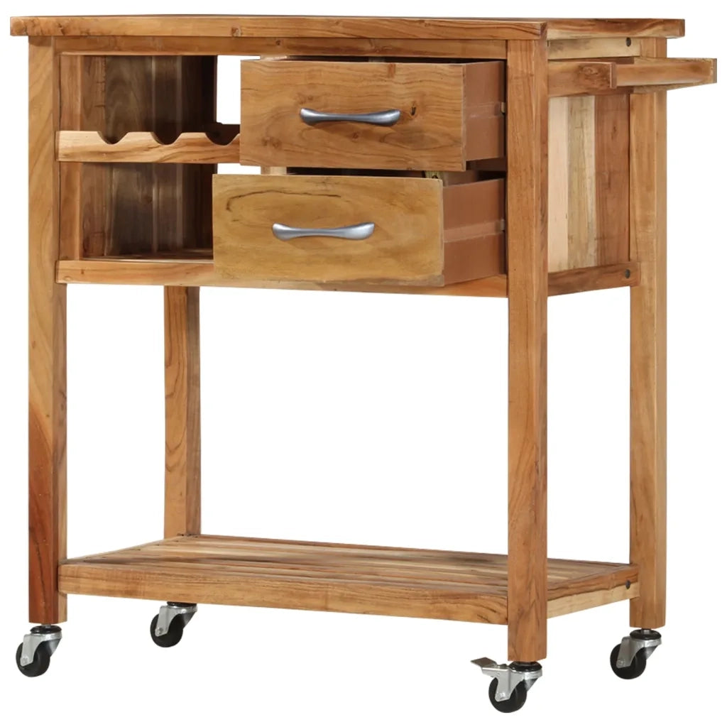Carrello da Cucina 80x45x91 cm in Legno Massello di Acacia 282754
