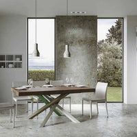 Tavolo allungabile 200/460x90 cm Volantis Premium colore noce gambe multicolore 4/A