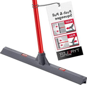Sfregiatore a spinta-pull 44 cm con cappuccio in silicone | 140 cm manico antiruggine | spazzola per pavimenti in legno di noce, marmo e lastre di cemento