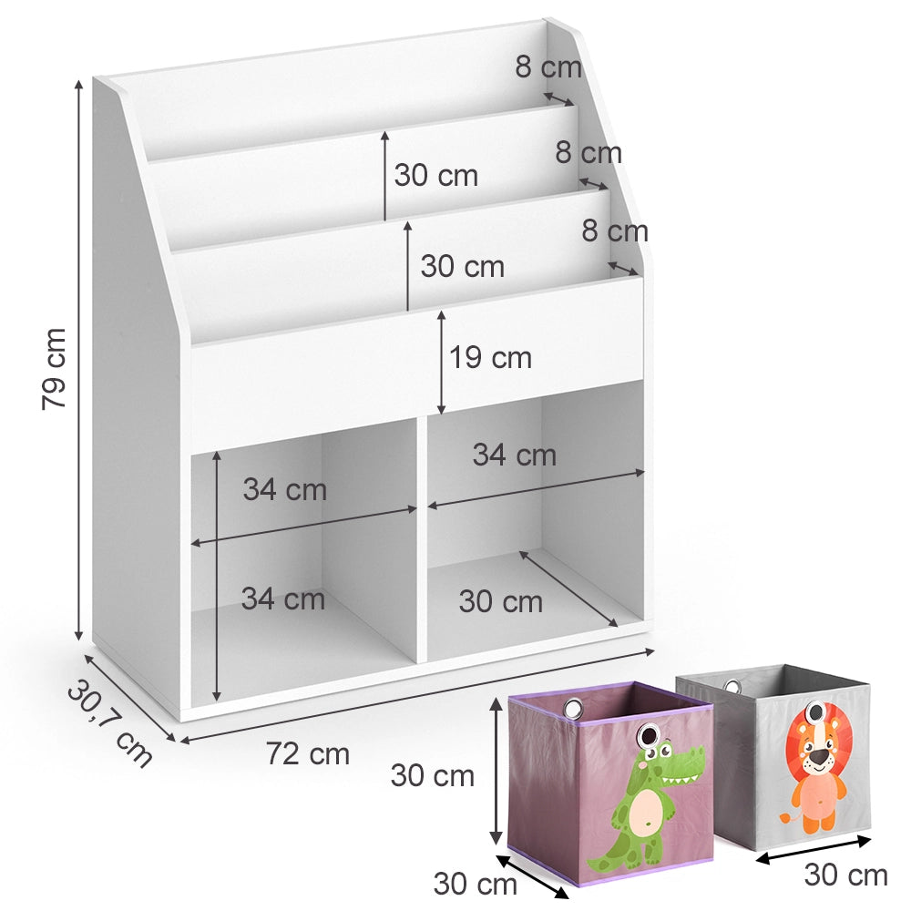 Vicco Libreria bambini Bianco 30.7 x 79 cm con 2 scatole pieghevoli opt.3