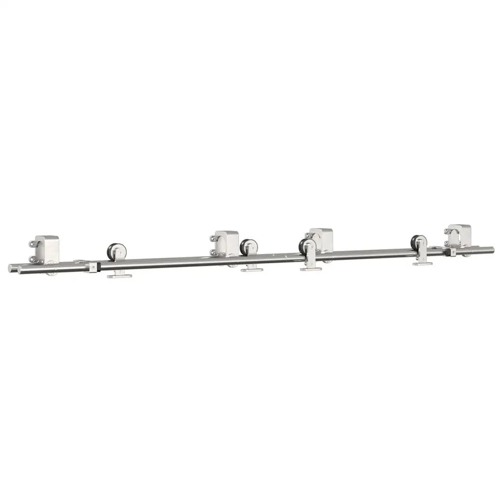 Kit Binari Porta Scorrevole 183 cm Acciaio Inossidabile Argento 3295763