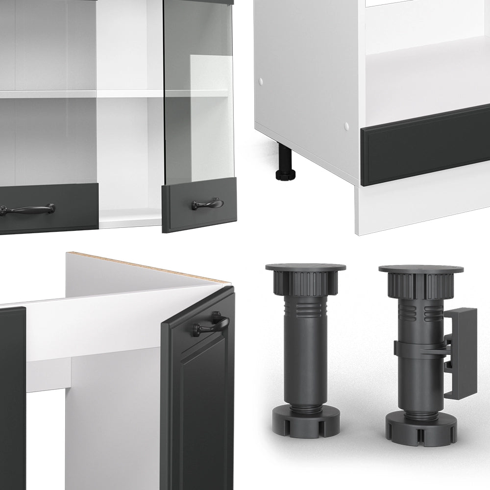 Vicco Cucina angolare completa Antracite casa di campagna/bianco 227 x 287 cm , PL Marmo