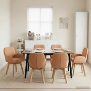 Sedie da pranzo girevoli 6 pz Bouclé Beige 54 x 58 x 87 cm 3428294