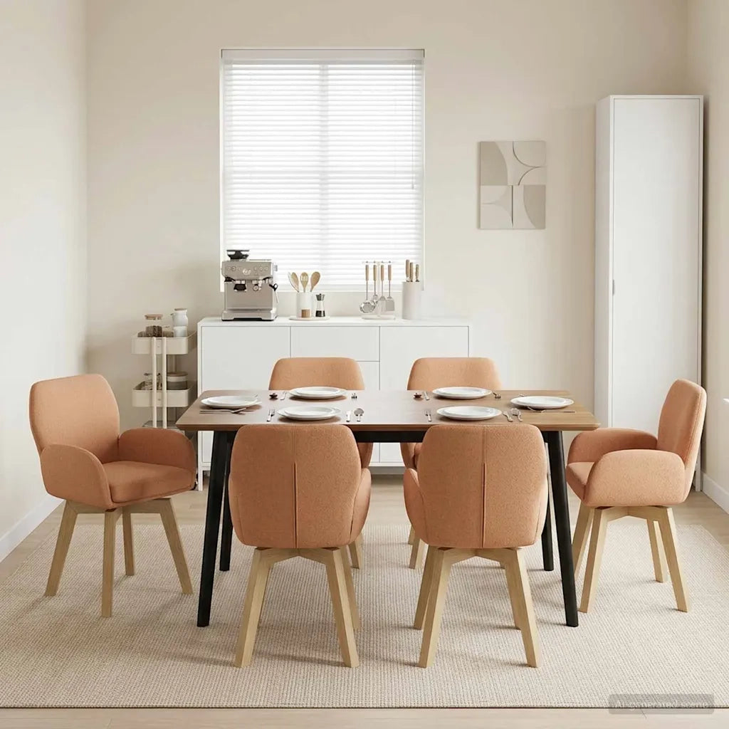Sedie da pranzo girevoli 6 pz Bouclé Beige 54 x 58 x 87 cm 3428294