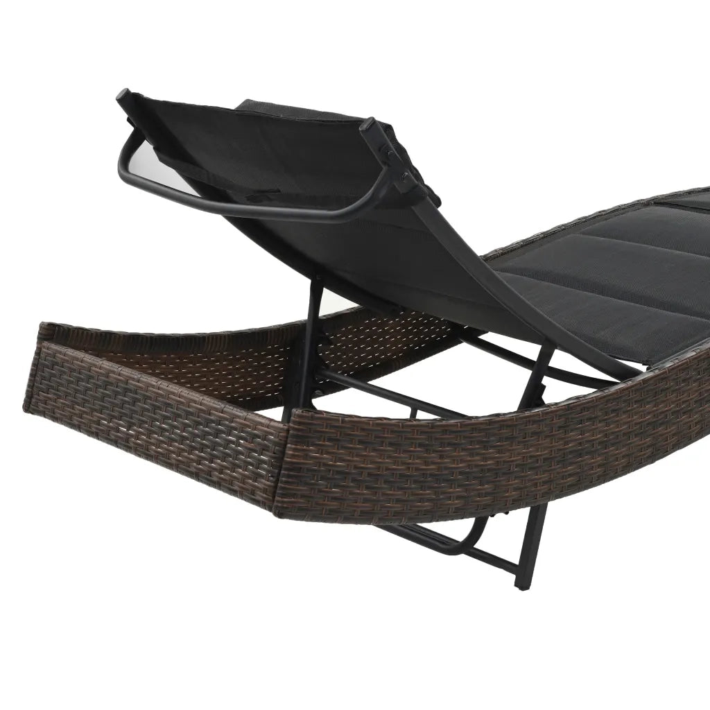 Lettino Prendisole in Polyrattan e Textilene Marrone 44895