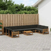 Set di divani da esterno con cuscino 11 pcs Naturale e Nero