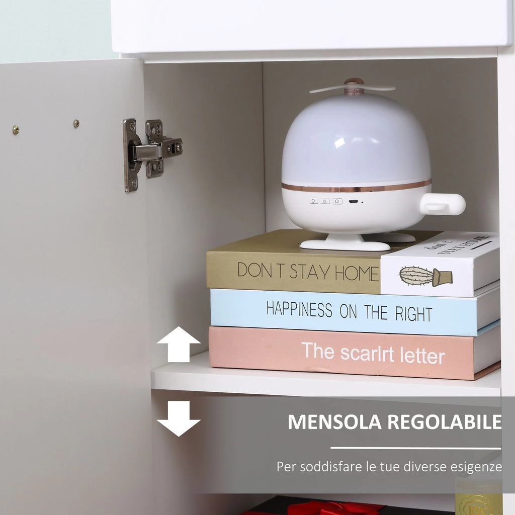 MOBILE BAGNO IN LEGNO CON CASSETTO E 1 ANTA CON MENSOLE 35X30X77.5CM BIANCO