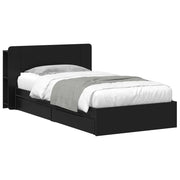 Letto singolo | Letto per adulti | Telaio del letto con storage con cassetto Nero 90 x 190 cm