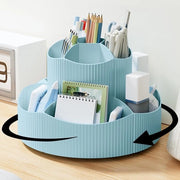 Organizzatore da scrivania rotativo, 360° rotativo, contenitore per penne e accessori con 11 compartimenti, grande capacità, contenitore per penne e accessori per ufficio, scuola e cosmetici (blu)