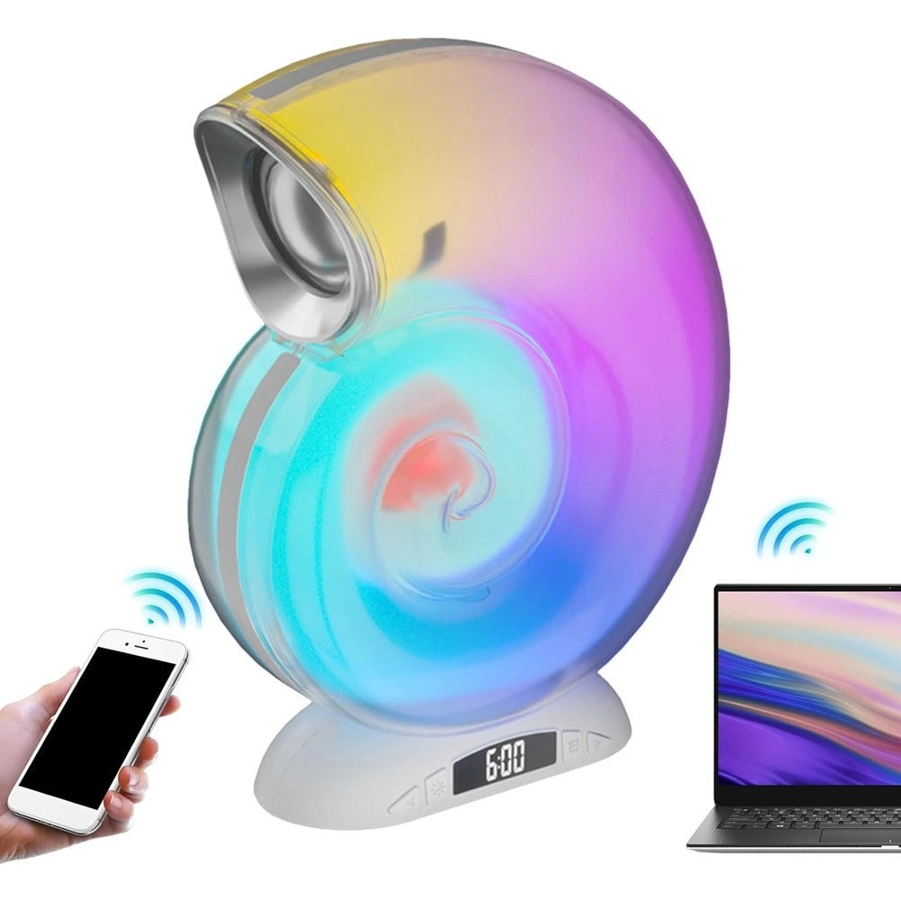 Trade Shop - Lampada Caricabatterie Wireless Altoparlante Portatile Luce Notturna Conchiglia -