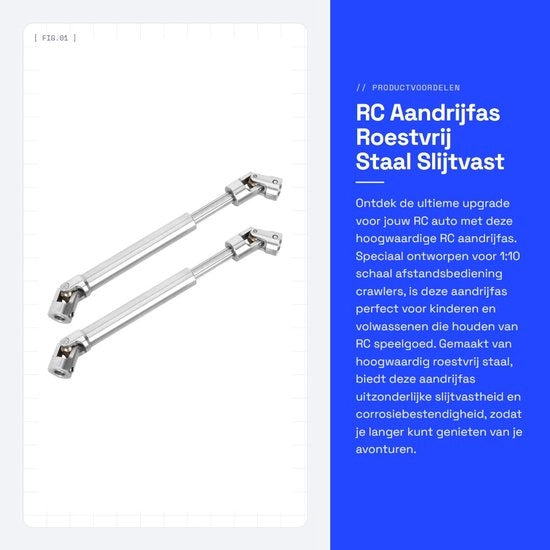 Componente di Trasmissione in Acciaio Inossidabile - 2 Pezzi - Accessori per Crawler - Adatto per Auto RC 1/10 - Resistentente allo Sfregamento e Corrosione