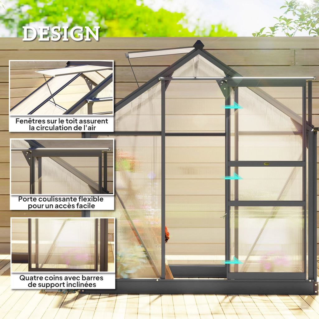 Serra da giardino in polycarbonate ¨C zephmum ¨C 190x132x201 cm grigio