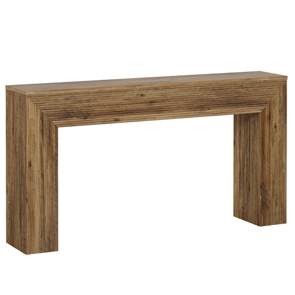 Tavolo consolle rustico in MDF marrone; piano 160 x 30 cm