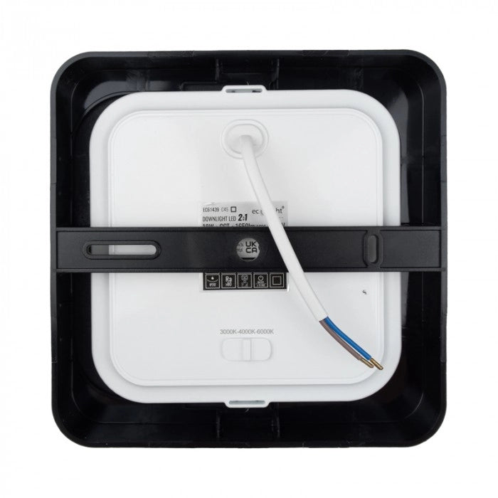 Downlight LED quadrato 18W CCT nero 2in1 Ecolight