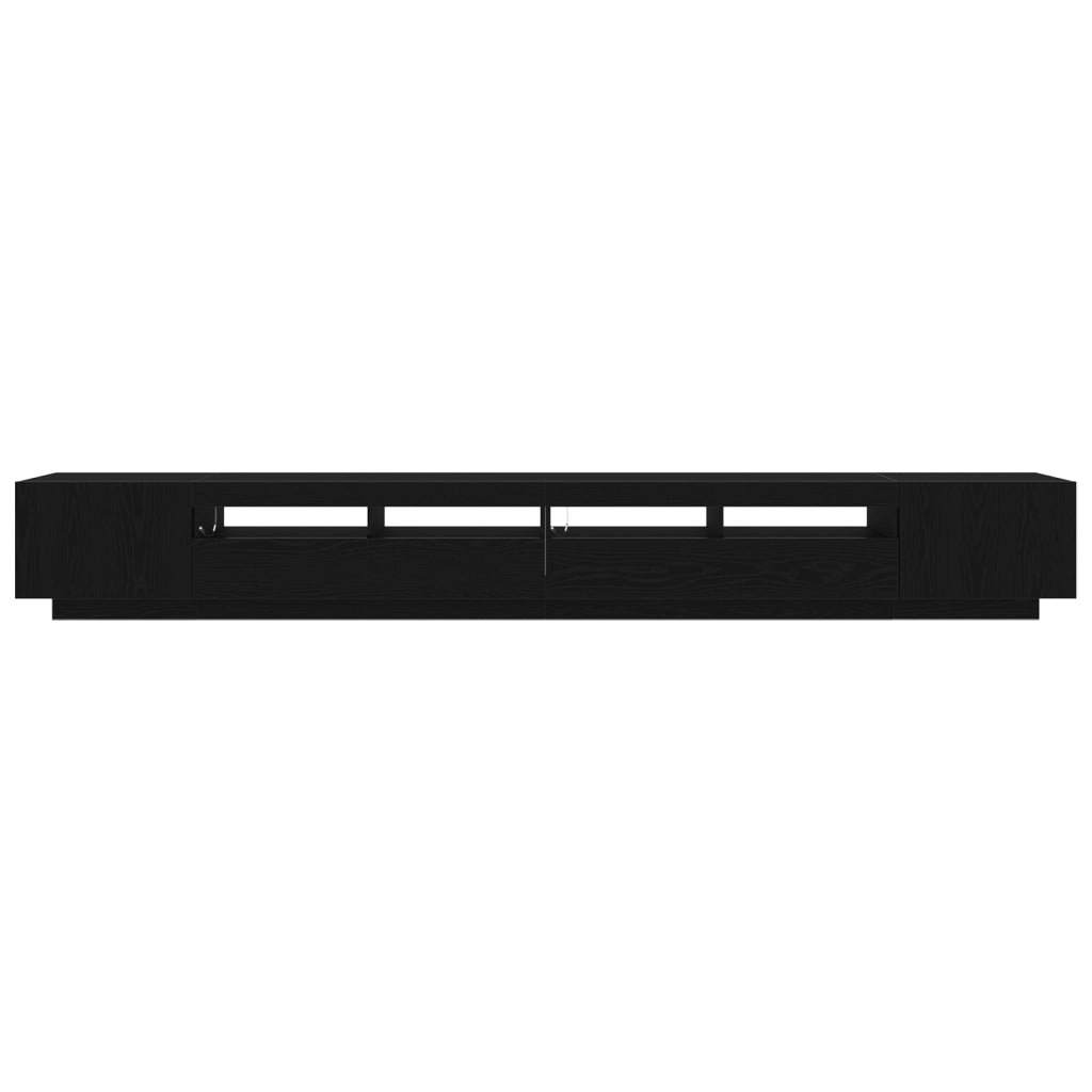 Mobile TV con Luci LED Nero Rovere 300x35x40 cm in Legno Ingegnerizzato