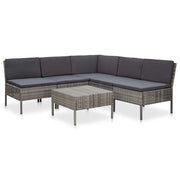 Set Divani da Giardino 6 pz con Cuscini in Polyrattan Grigio cod mxl 35790