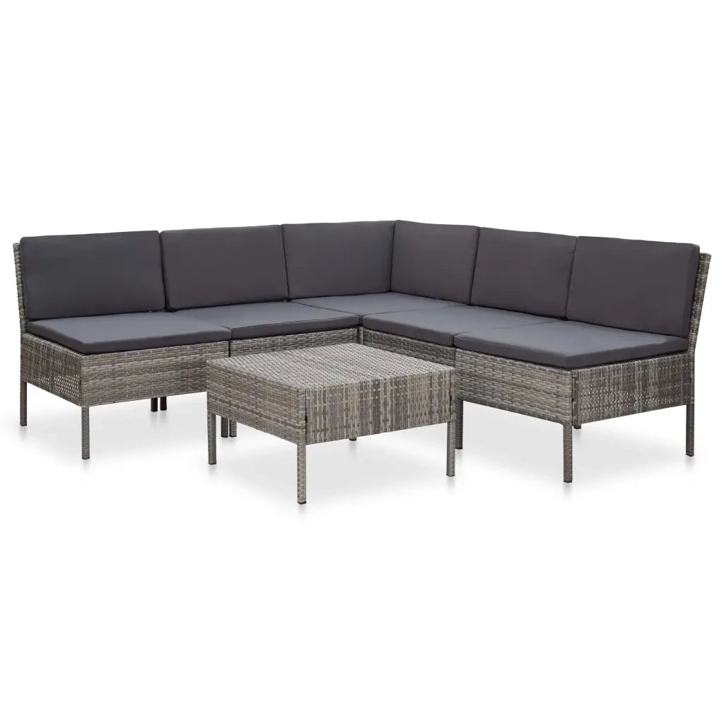 Set Divani da Giardino 6 pz con Cuscini in Polyrattan Grigio cod mxl 35790