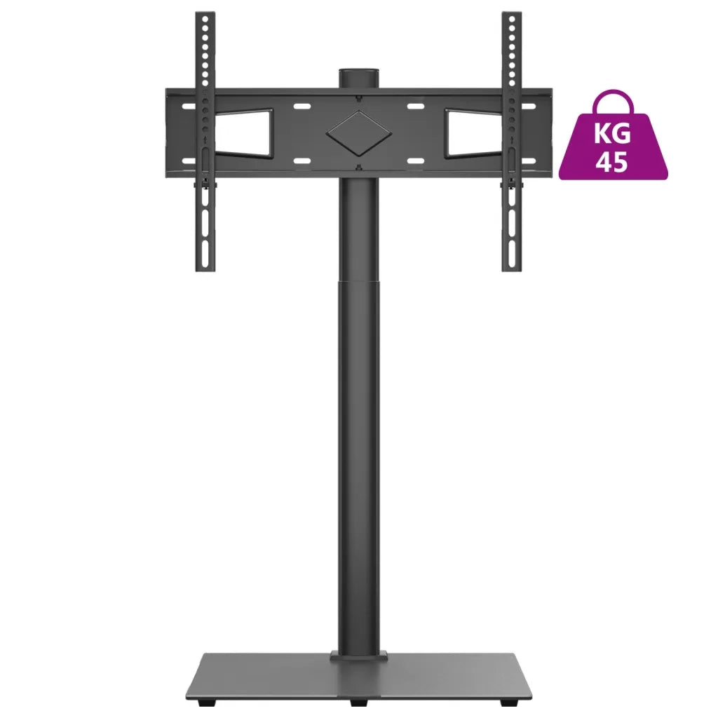 Supporto angolare girevole per TV da 32-65 pollici in acciaio nero 66 x 38 x 128,5 cm con moderno vano portaoggetti 02_0047636