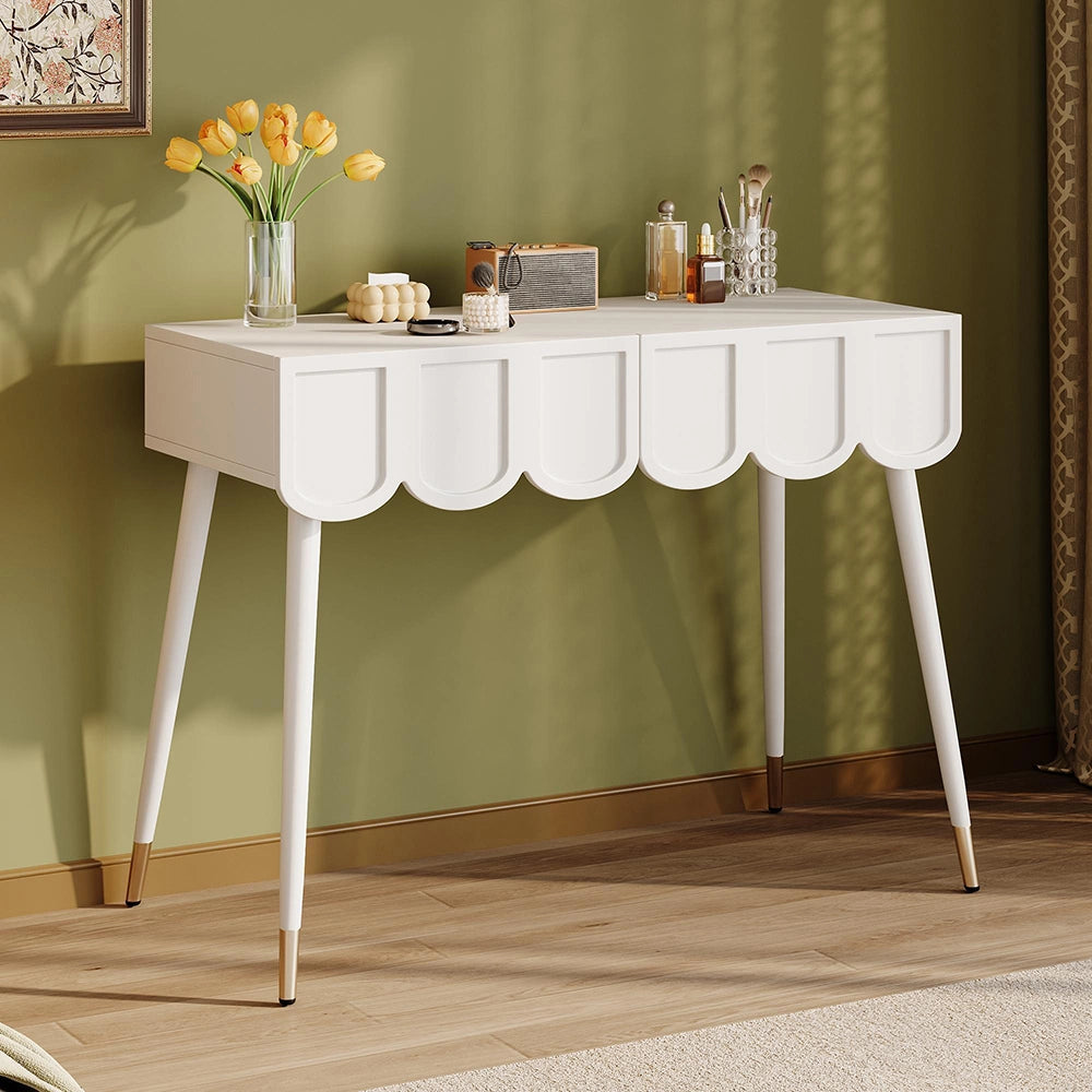 Tavolo da trucco con 2 cassetti - Xylo - Bianco, 100¡Á40¡Á76 cm