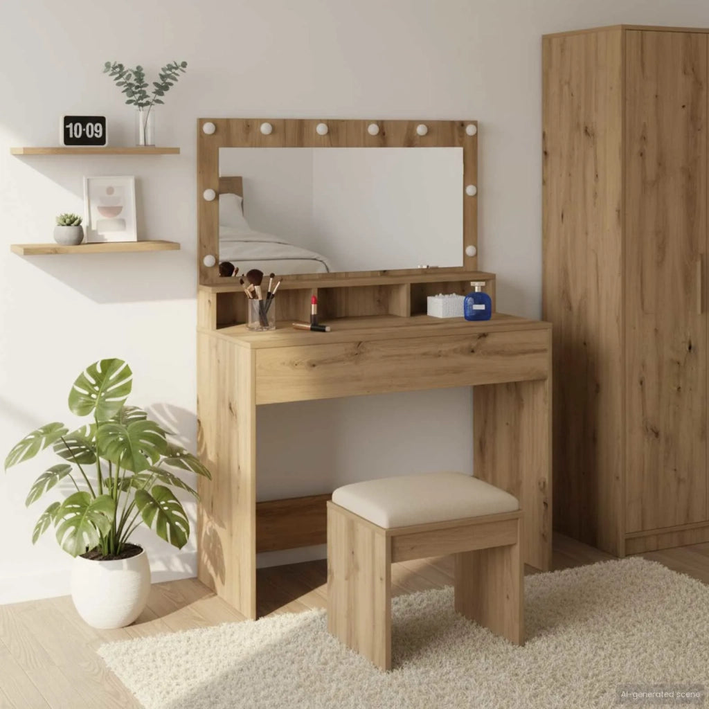 Toeletta | Tavolo da Trucco Rovere artigianale 100 x 41 x 135 cm