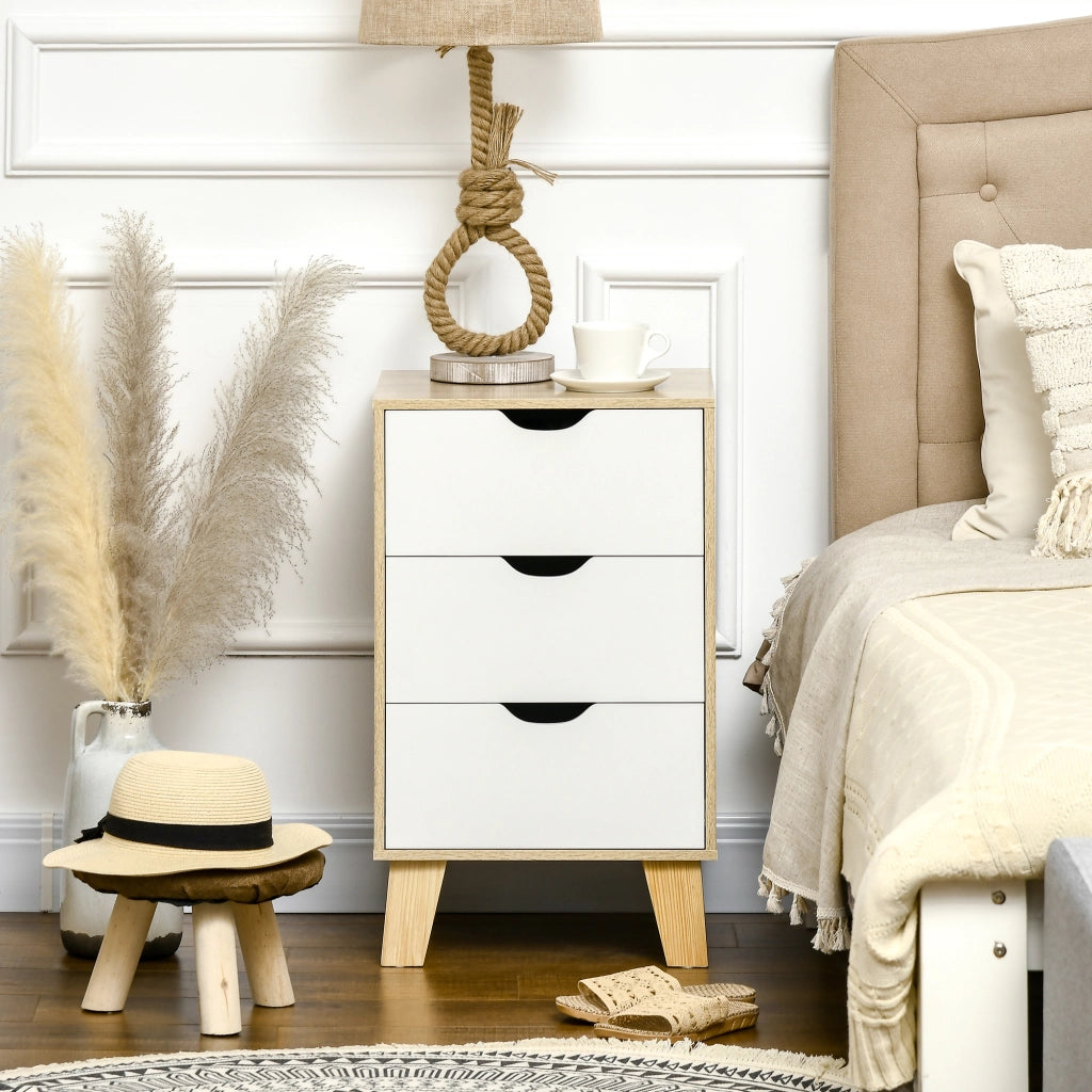 Cassettiera Moderna con 3 Cassetti ¨C zephmum ¨C 40x35x68,5 cm Legno Naturale