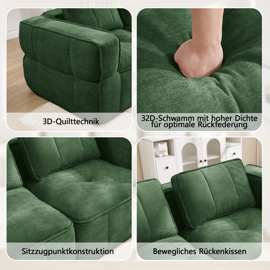 Divano modulare 2 posti senza struttura 198x93x67 cm in poliestere verde; senza montaggio