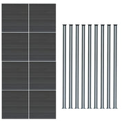 Pannelli Recinzione x8 + 9 Pali Alluminio LED Grigio Doghe PVC 185cm