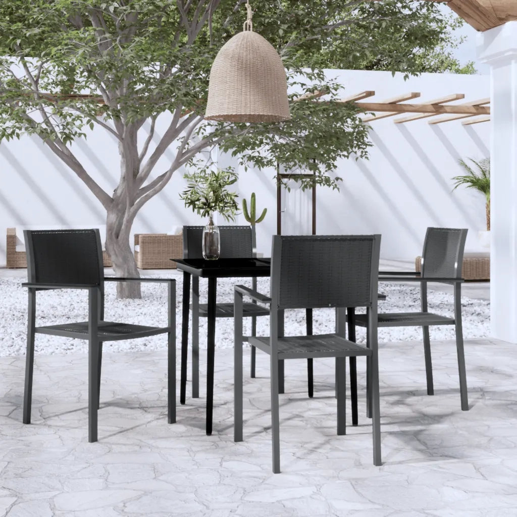 Set da Pranzo da Giardino 5 pz | Set Salotto da Giardino Nero