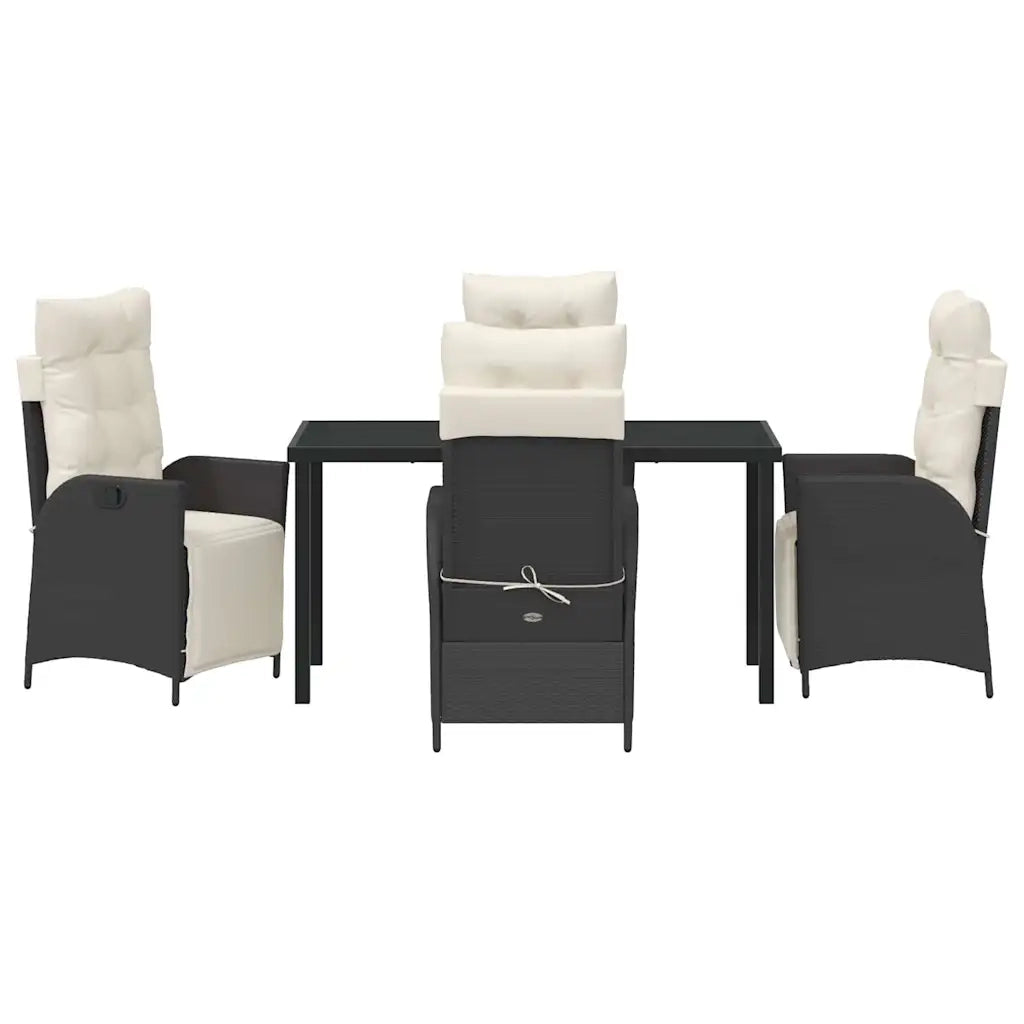 Set da Pranzo per Giardino con cuscino 5 pcs Nero polyrattan 3380528