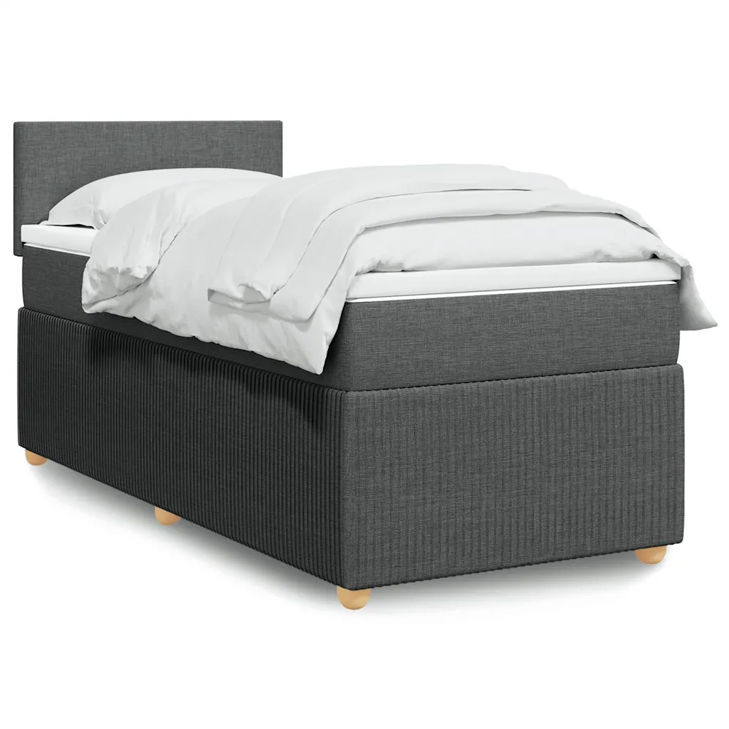 vidaXL Giroletto a Molle con Materasso Grigio Scuro 80x200 cm Tessuto